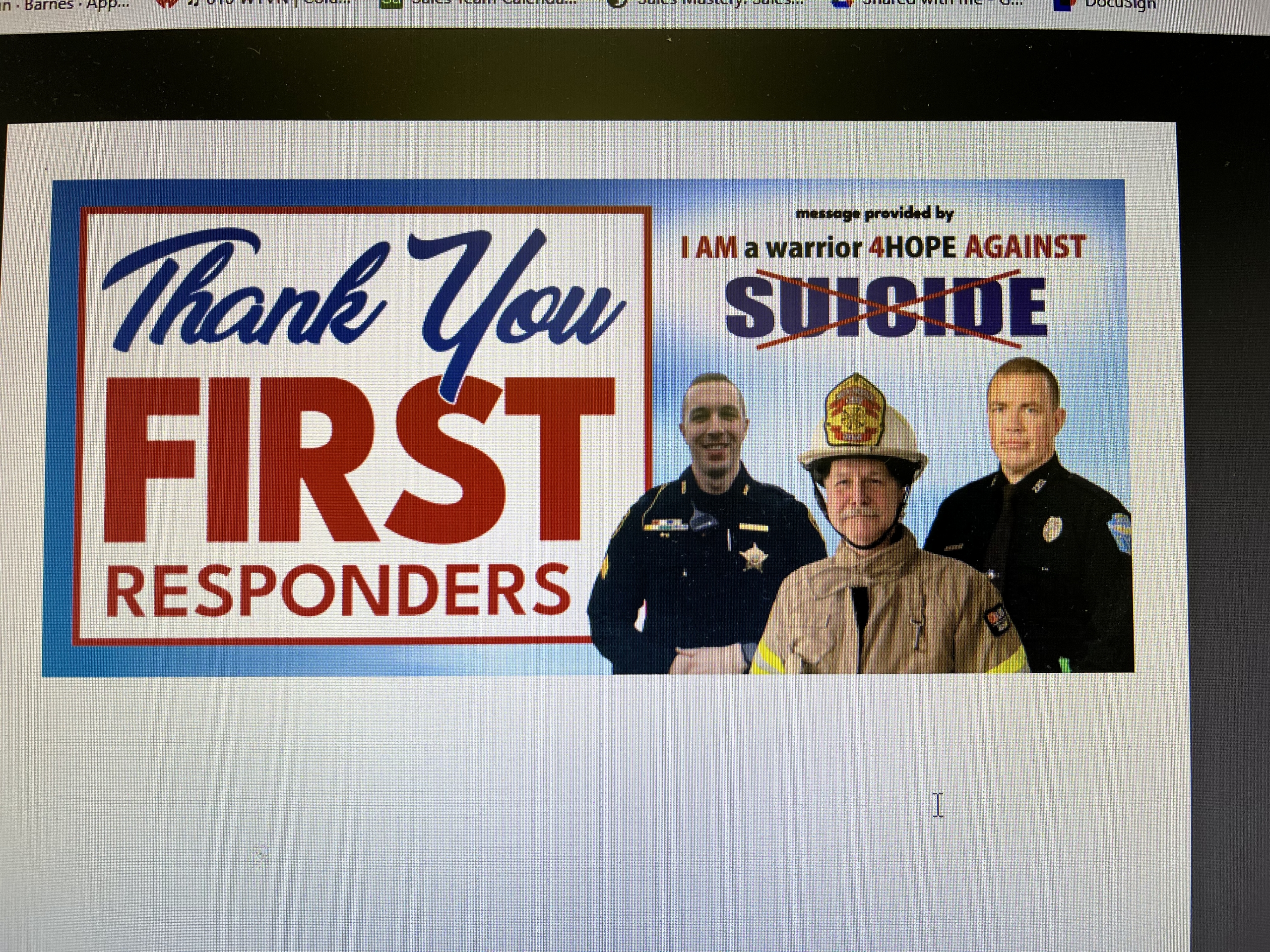 First Responder's Thank You Billboard